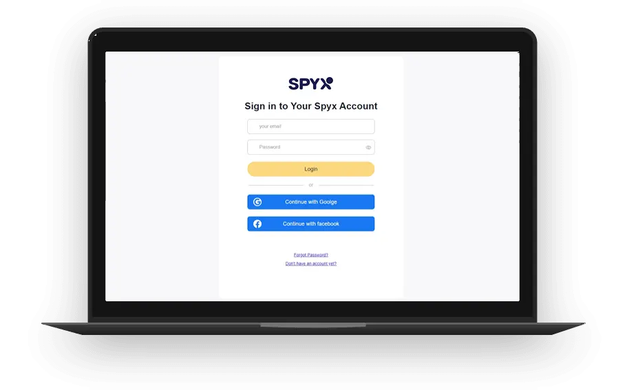 Crie uma conta gratuita com SpyX