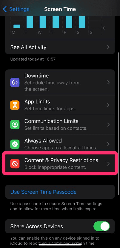Content and Privacy Restrictions