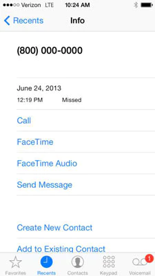 call log information on iPhone