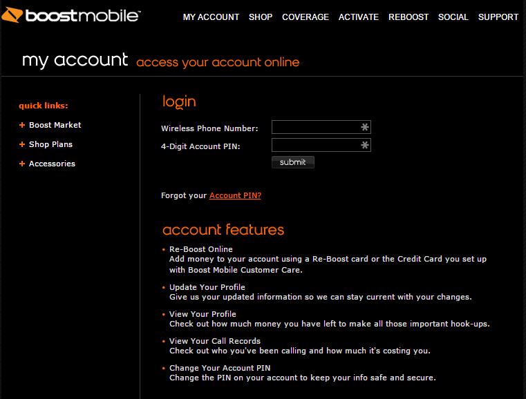 account number boost mobile