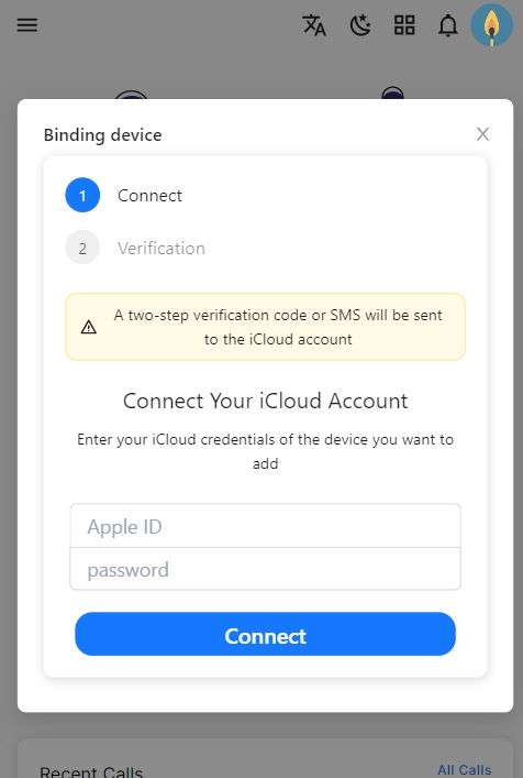 Inserisci le credenziali iCloud con SpyX