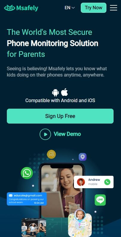 Screenshot of Msafely's homepage