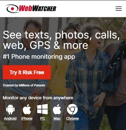 Screenshots of Webwatcher's homepage.