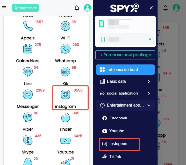Capture d'écran réelles d'utilisateurs utilisant SpyX