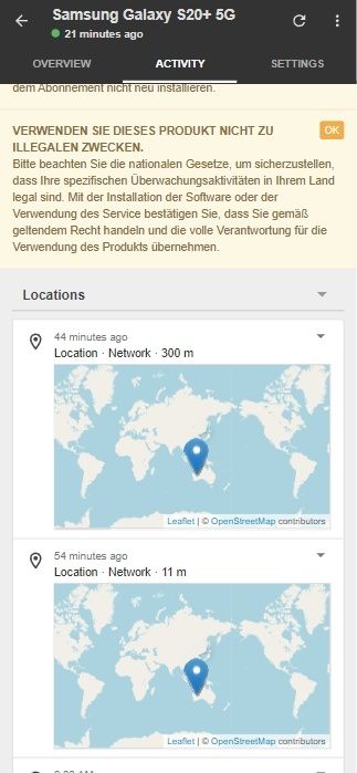 Snoopza Locations-Berichte von echten Benutzern