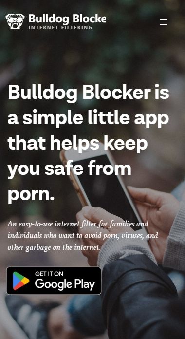 Screenshots of Bulldog blocker's homepage.