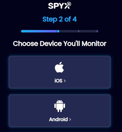 Wählen Sie das Gerät aus, das Sie überwachen möchten: iOS oder Android.