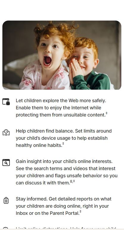 Screenshots of Norton Family's homepage.