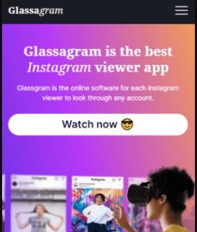Screenshot der Homepage von Glassagram