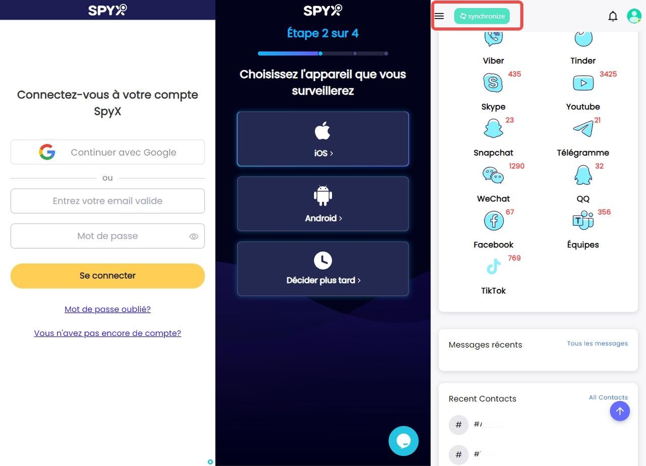 Capture d'écran d'utilisation réelle de SpyX