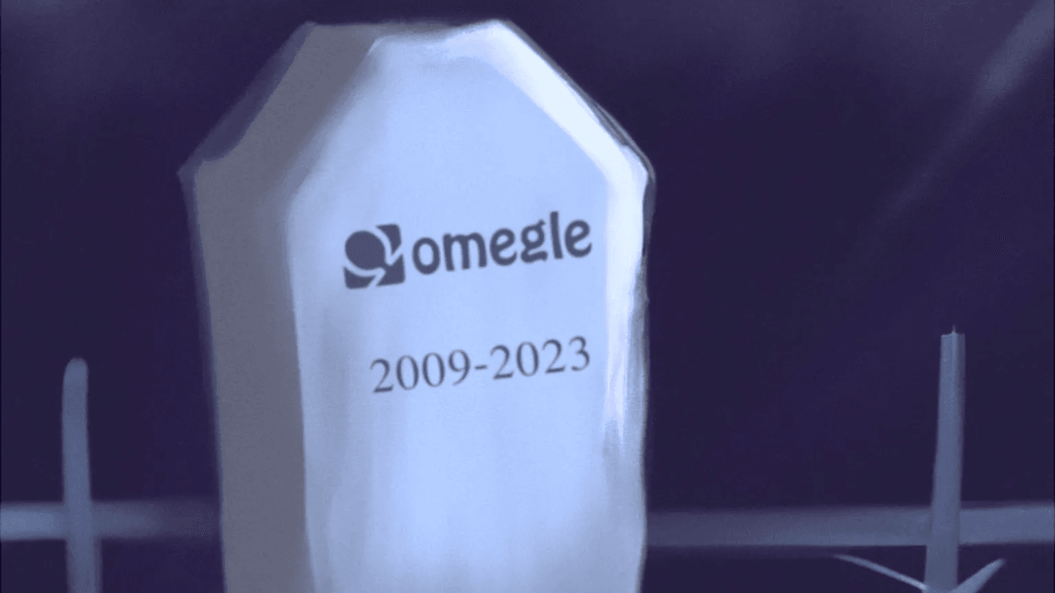 omegle anunció su cierre con imagen de su logotipo sobre una lápida