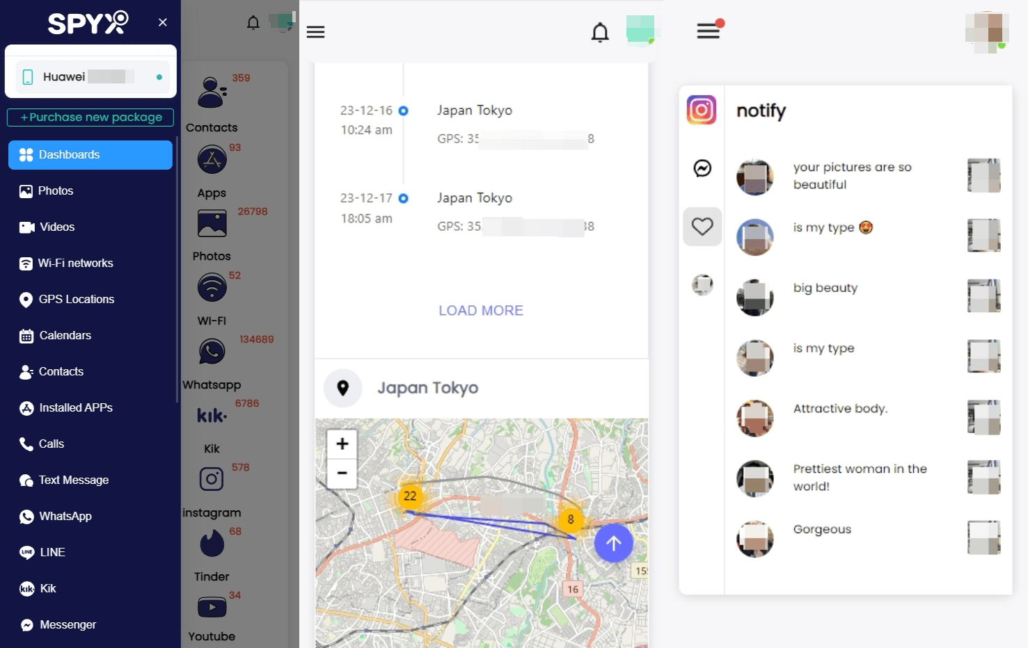 Screenshot of real SpyX usage