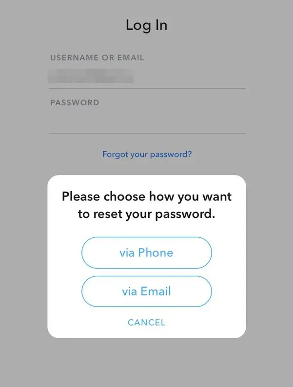 Snapchat-Passwort zurücksetzen