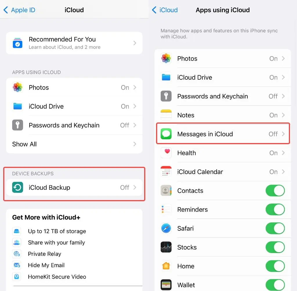 Sync child's text messages to your phone via iCloud backup
