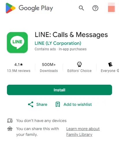 download LINE from Google Play
