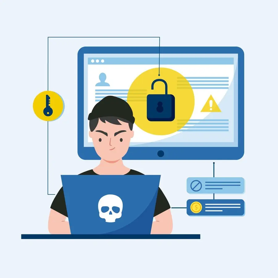 Un pirate informatique installe un virus sur un ordinateur pour obtenir des informations privées