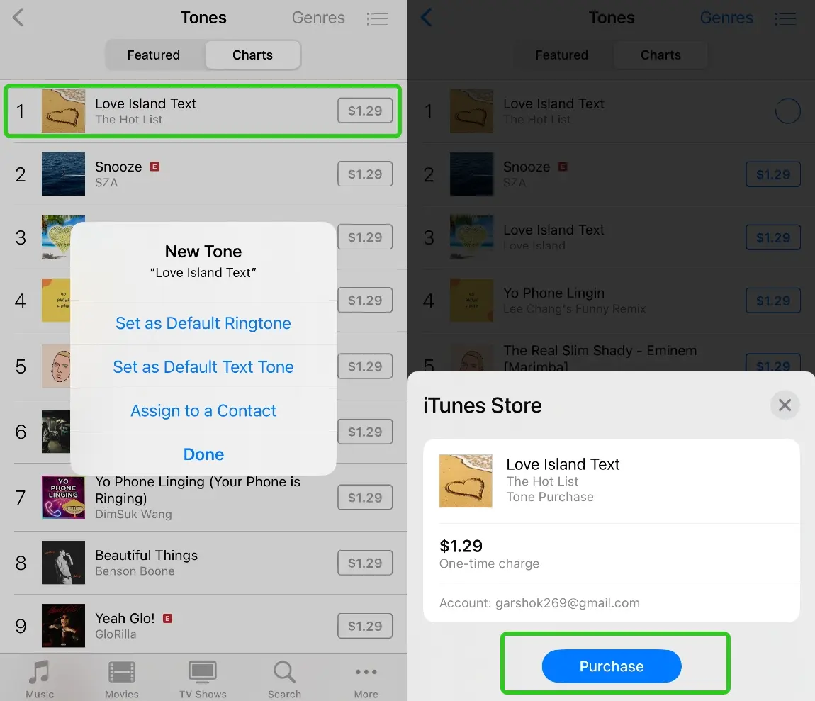 
Purchase and set the purchased ringtone
