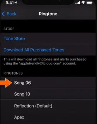 
Set the custom ringtone
