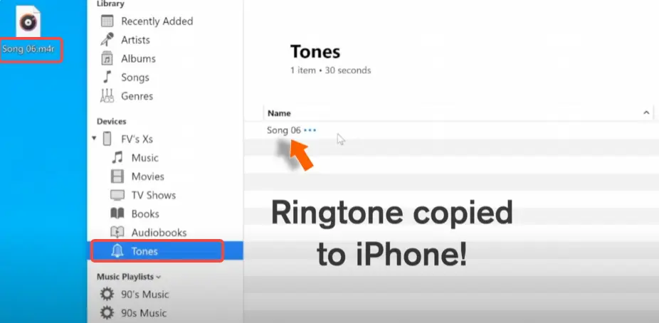 
Sync the ringtone to your iPhone
