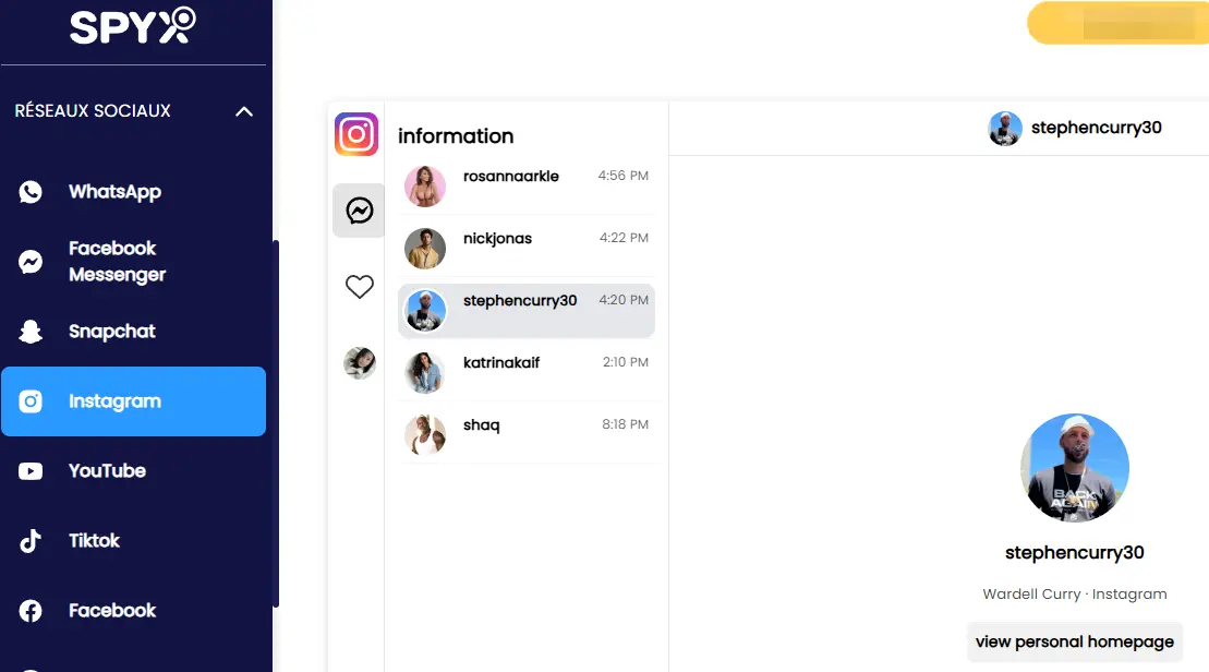 Voir l'activité Instagram avec SpyX