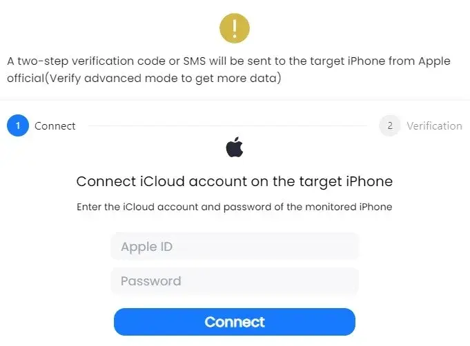 Entrer les informations d’identification iCloud