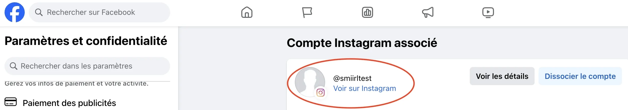 
Voir un compte Instagram avec Facebook
