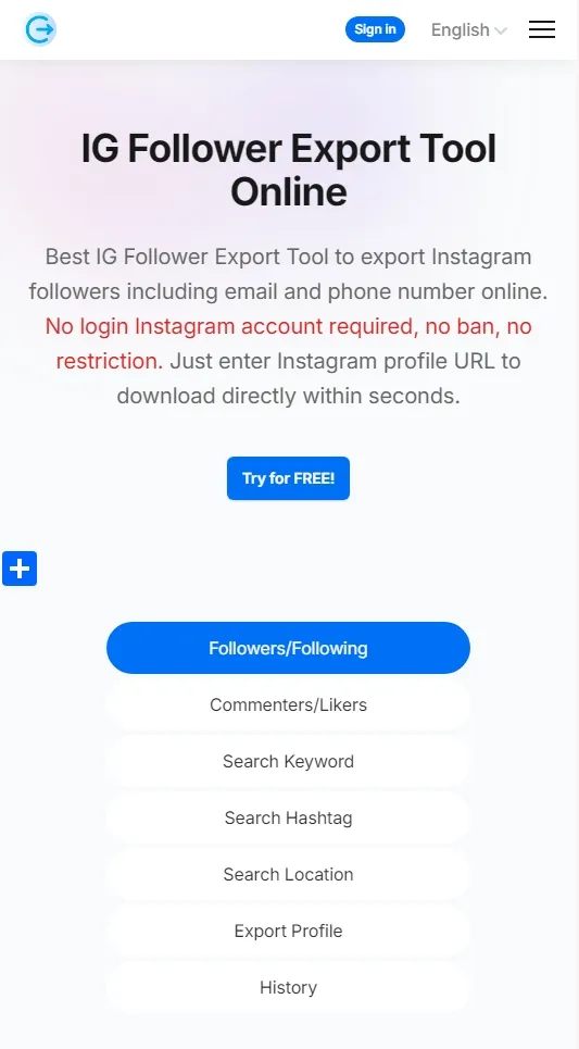 
IG Follower Export Tool Online