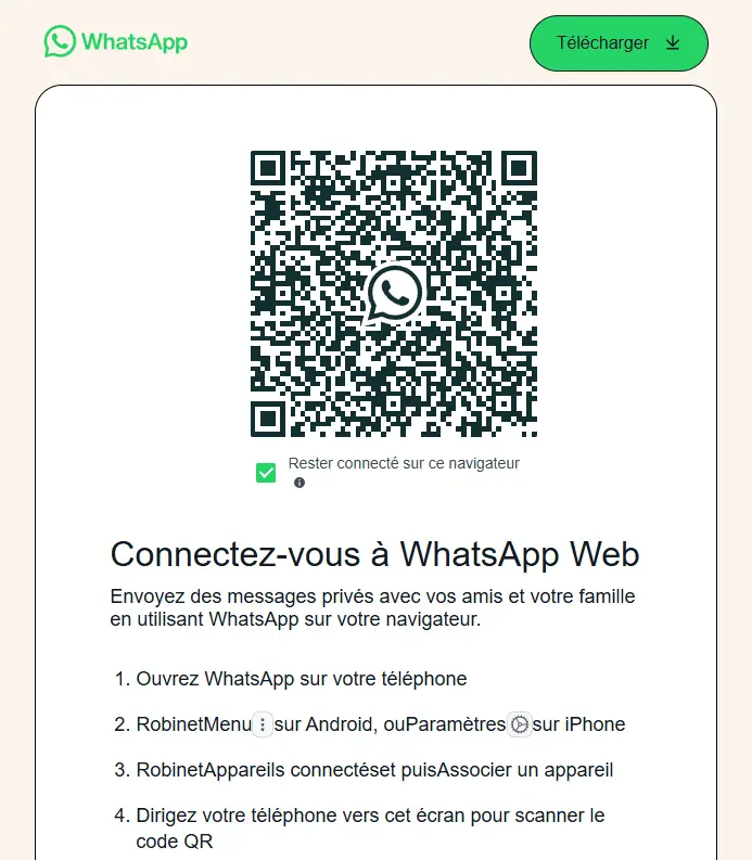 
Connectez-vous à WhatsApp web
