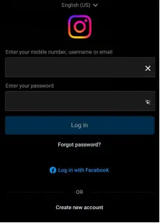 The login interface of Instagram.
