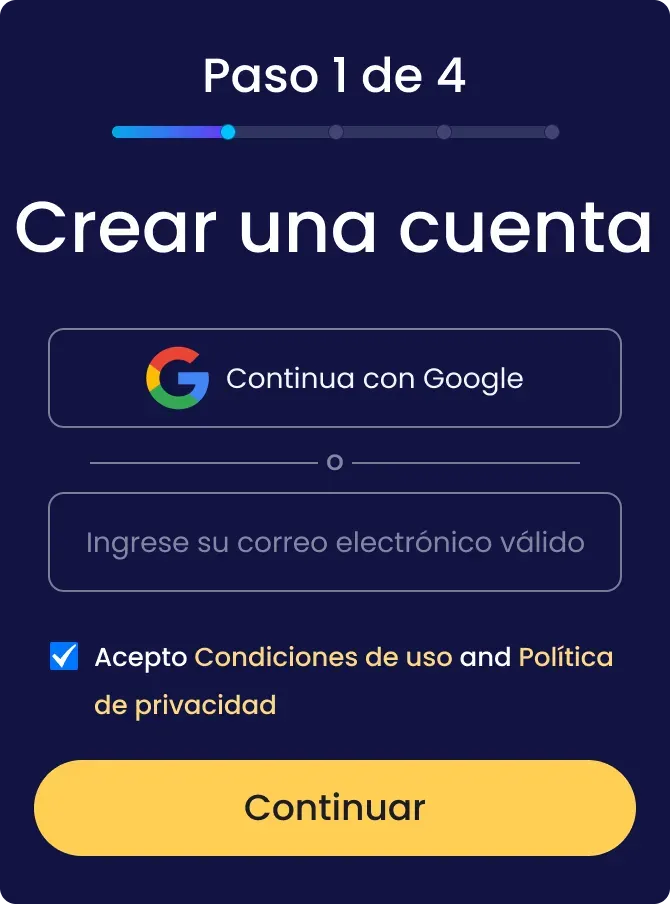 Crea una cuenta en SpyX
