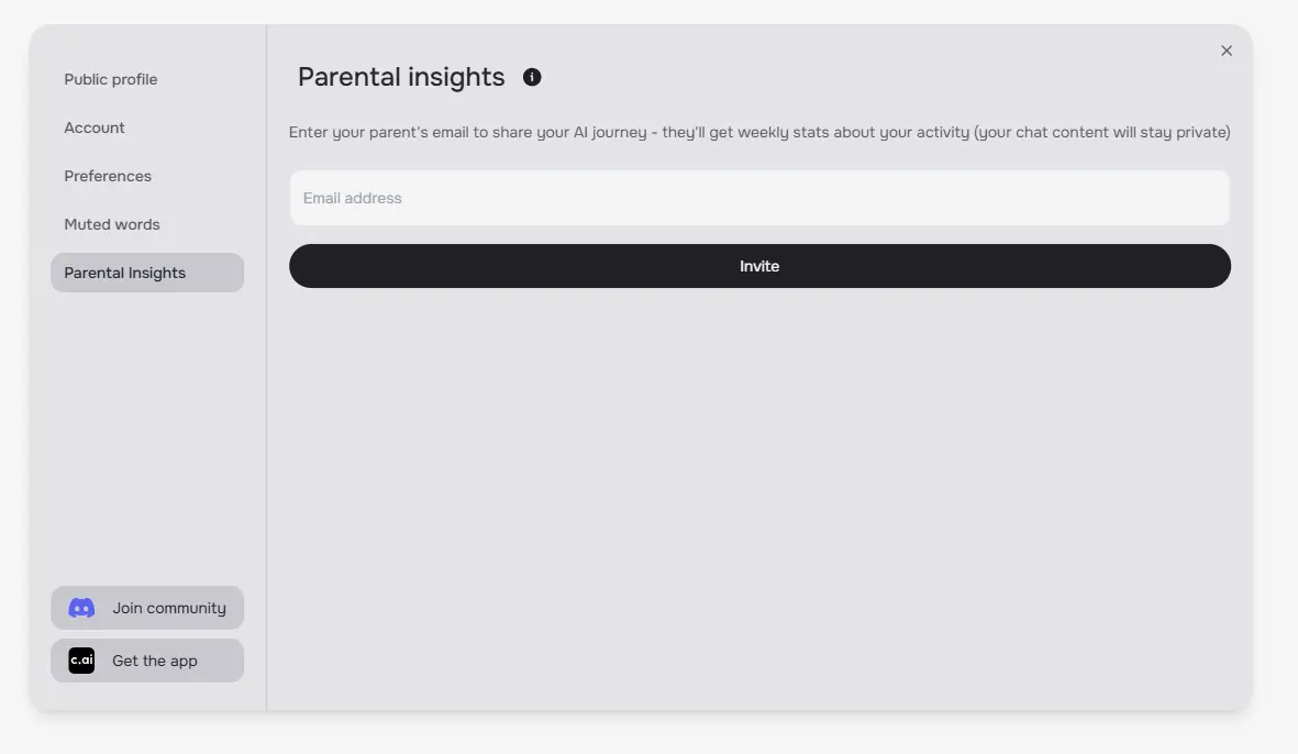 Character.ai Parental Control Feature